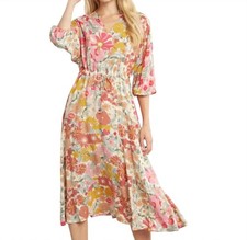 Entro Floral Dress With Waist Tie Size M
