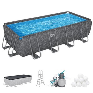 Bestway APX 365 18' x 9' x 52" Rectangular Above Ground Swimming Pool Set (Used)