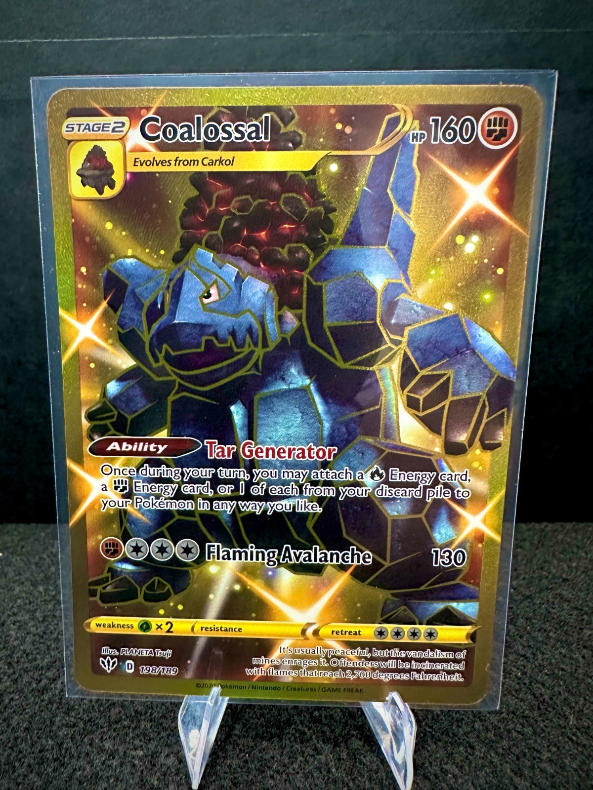 Coalossal 198/189 Swsh03: Darkness Ablaze Gold Secret Rare Pokemon TCG Card NM