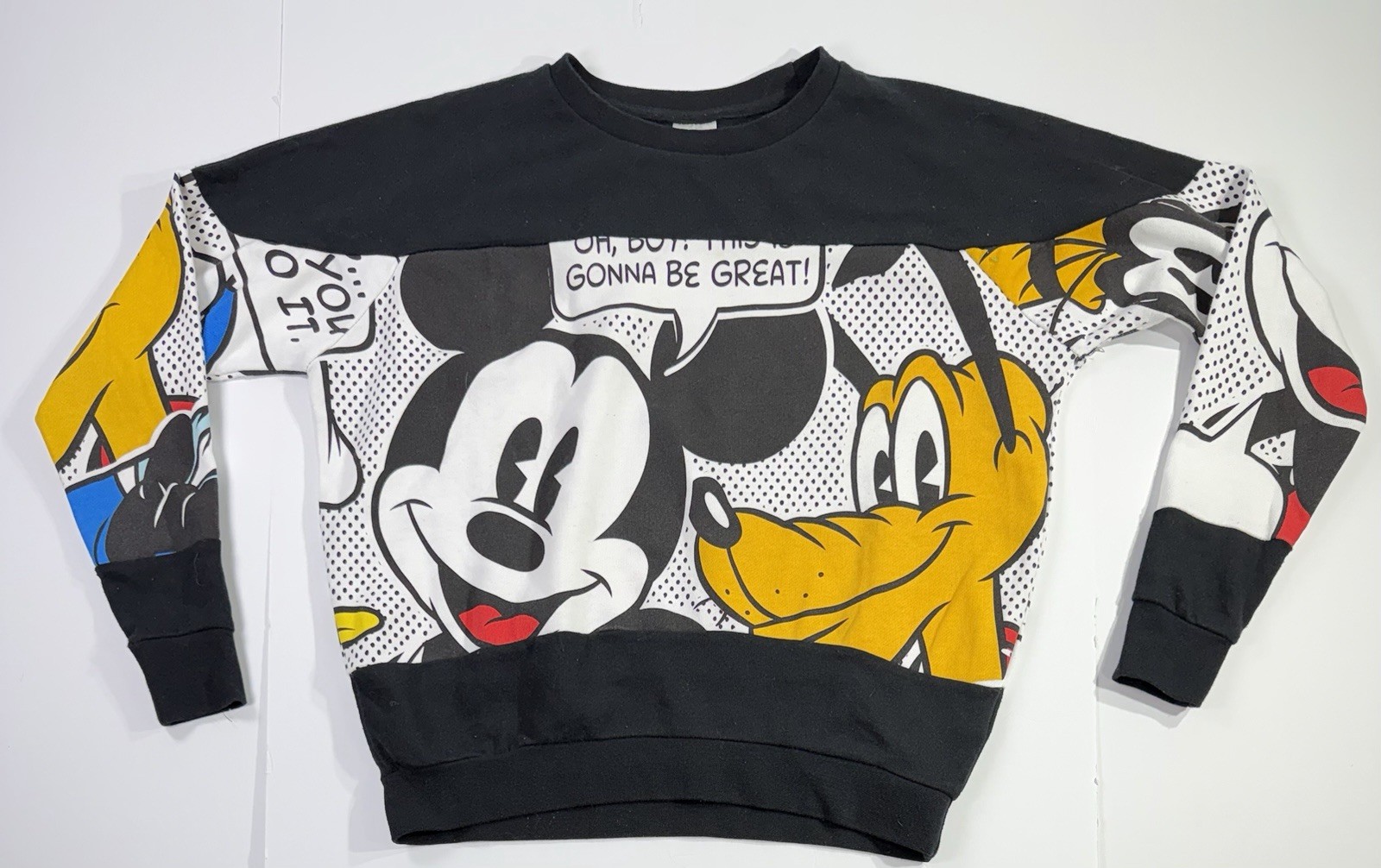 Disney Mickey Mouse Pluto Comic Crop Sweatshirt S… - image 1