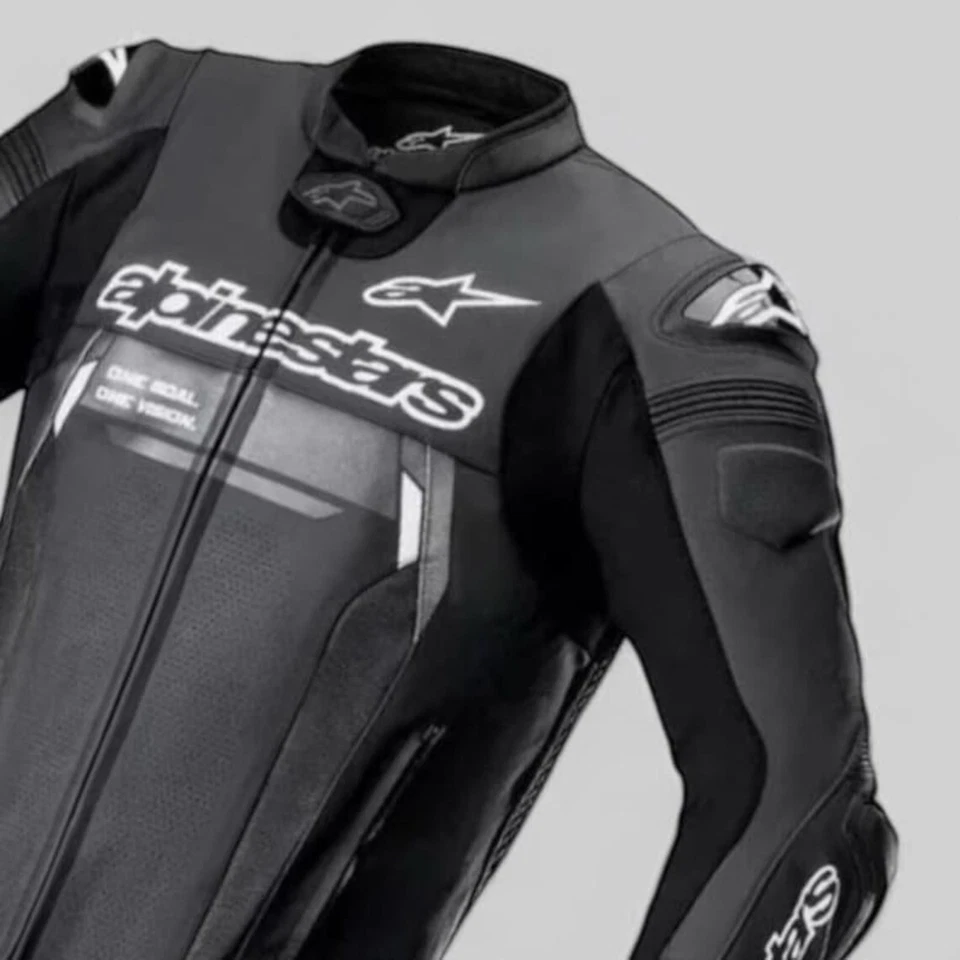 Handmade Black Alpine Men's Leather Motorcycle Motorbike Jacket By TriCore - Image 2 of 4