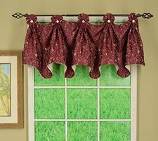 Madison Reversible Button Valance 20" L 48"W x 20"L Pack of 1 Burgundy