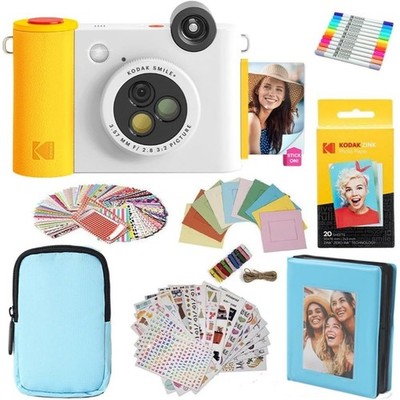 KODAK Smile+ Instant Camera & Printer Bundle, Album, Zink Paper - White