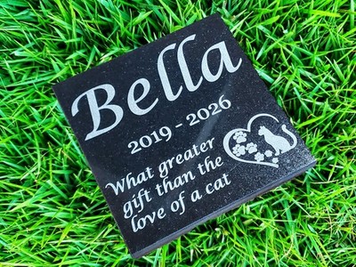 Cat Loss Grave Marker Headstone Garden Pet Memorial Burial Stone Plaque d11