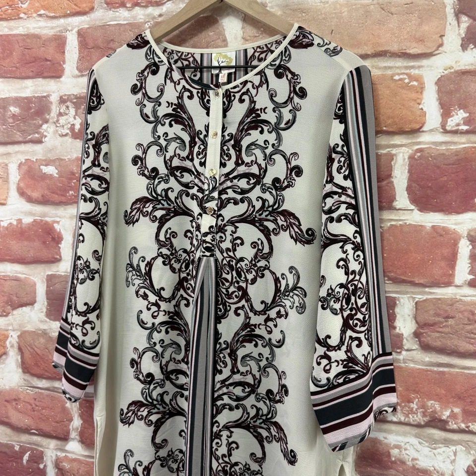 Anthropologie Fig & Flower Tunic Dress Shell Womens XL Boho Scroll Sheer Popover - Image 4 of 4