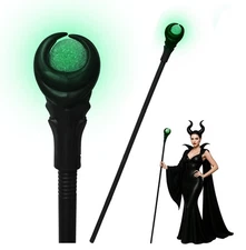 Light Up Orb Evil Queen Wizard Witch Staff Magic Wand Walking Stick Crystal Ball