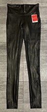 NEW SPANX Faux Leather Black Yoga Leggings Women s XS
