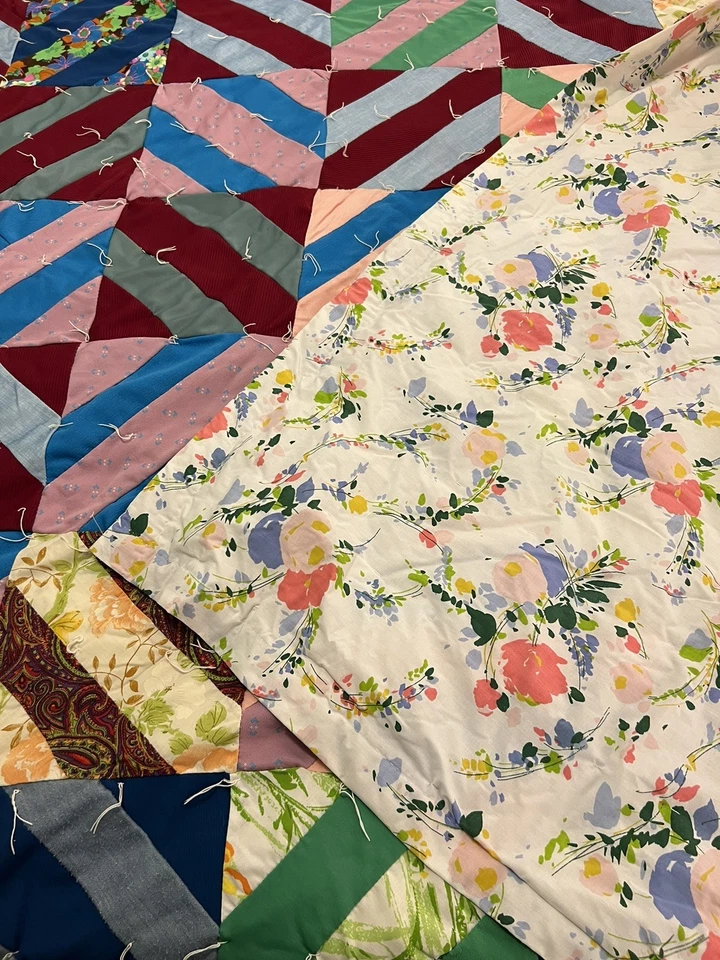 Multi Colored “crazy Quilt” Granny Handmade Vintage - Image 4 of 4