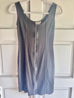 Vintage Esprit Hook & Eye Tank Dress Y2K Goth Grunge Emo Bodycon Slip L