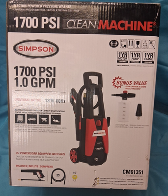 Simpson Clean Machine CM61351 Electric Pressure Washer 1700 PSI | eBay