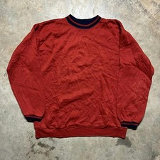 Vintage 60s Red/Navy Acrylic Blend Blank Cuffed Sweatshirt 1960s True Vintage