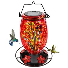 Solar Hummingbird Feeder for Outdoors Hanging Patio Designed 32 Ounces Colorf...