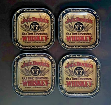 Vintage Jack Daniels Whiskey Old No. 7 Brand Decorative Metal Trays-Set of 4