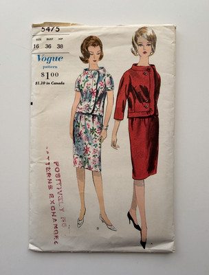 Vogue Women's Vogue Style Dress Vintage Original Sewing Pattern 5475 Size 16