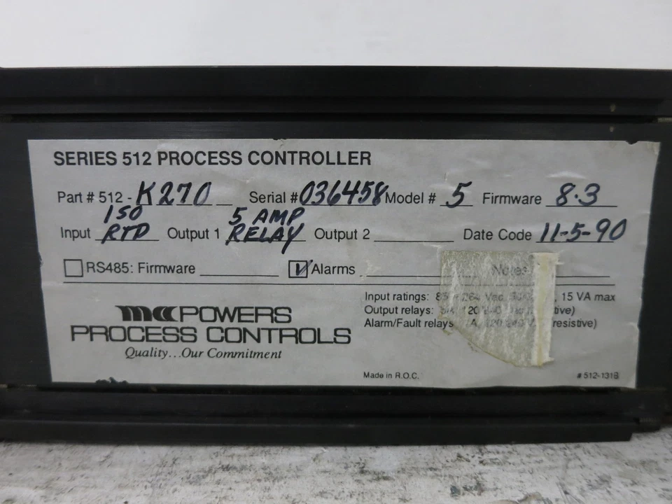 Powers Process Controls 512-K270 Series 512 Process Controller Model # 5 - Image 2 of 4