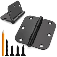 Vervida Door Hinges 12 Pack 3.5" Matte Black Interior Residential Rounded Cor...