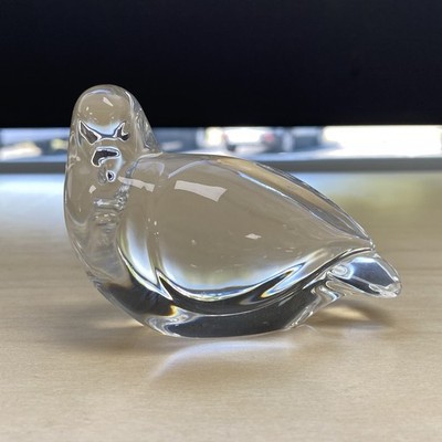 Val Saint Lambert Crystal Dove Bird Small Paperweight Figurine Signed DeSousa