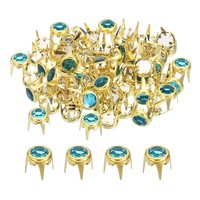 60Pcs Strassnieten, 6Mm Runde Nieten Kristallklauenperlen Nagelkopf, Blau