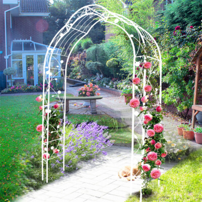 Metal Garden Arch Assemble Freely with 8 Styles Garden Arbor Trellis Cream White