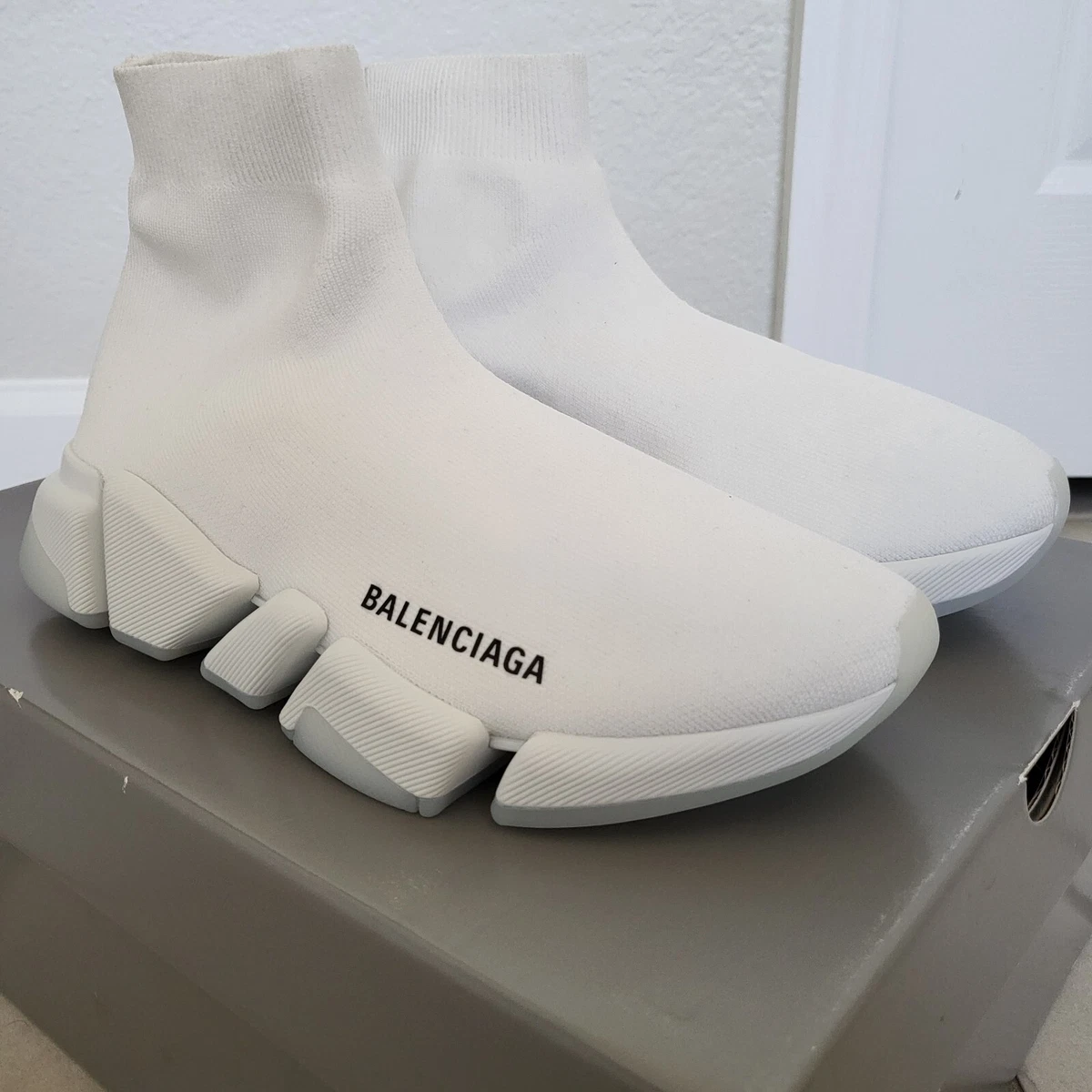 BALENCIAGA Speed logo-printed recycled-knit mules in 2023