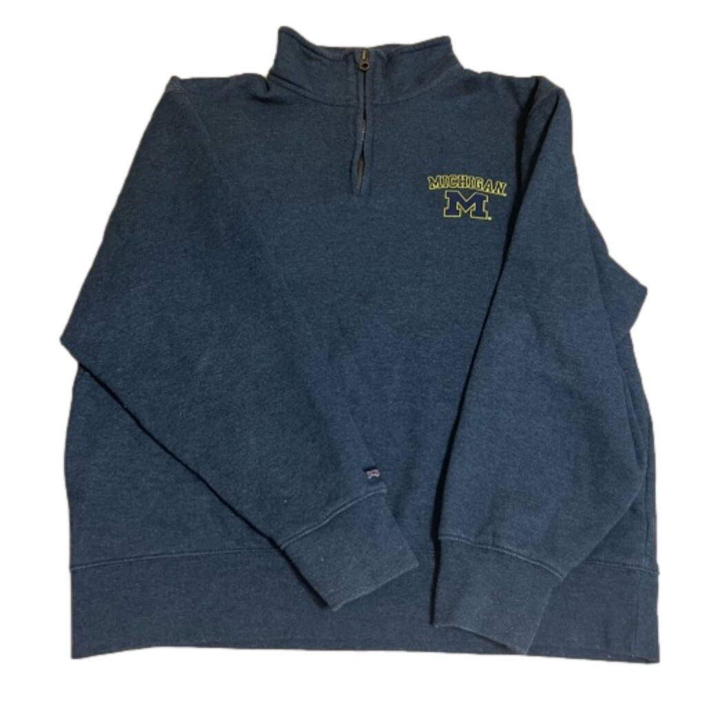 University Of Michigan Men’s L Jansport Dark Gray Quarter Zip Pullover Sweater