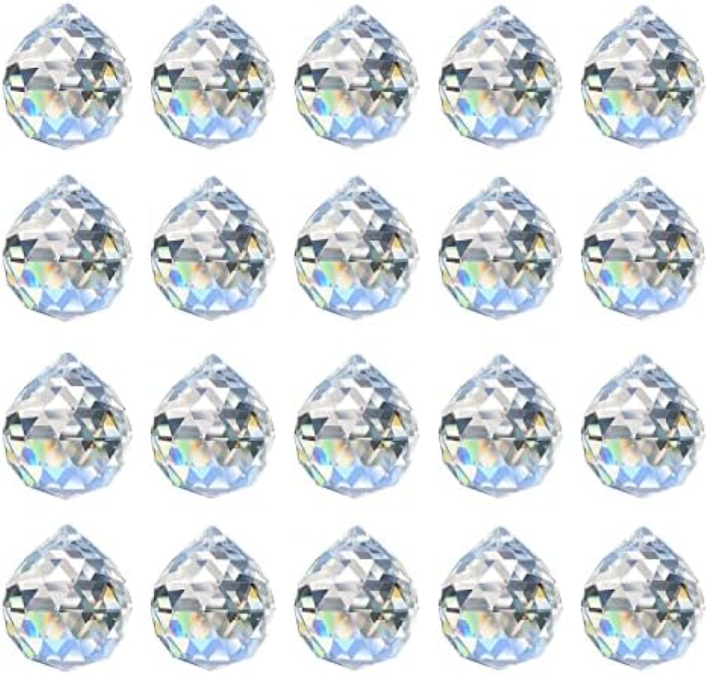 MerryNine 20Pack Crystal Ball 0.8"/20mm Prism Sun Shine Catcher Rainbow Pendants