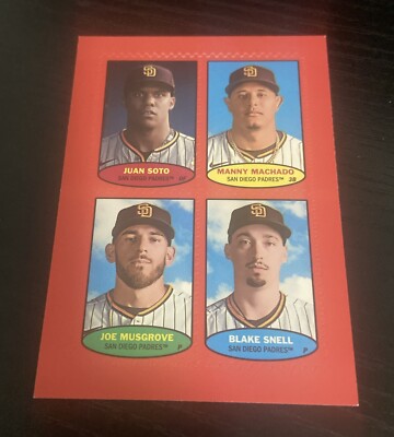 Juan Soto Machado Musgrove Snell 2023 Topps Heritage1974 Stamps Red SSP Padres