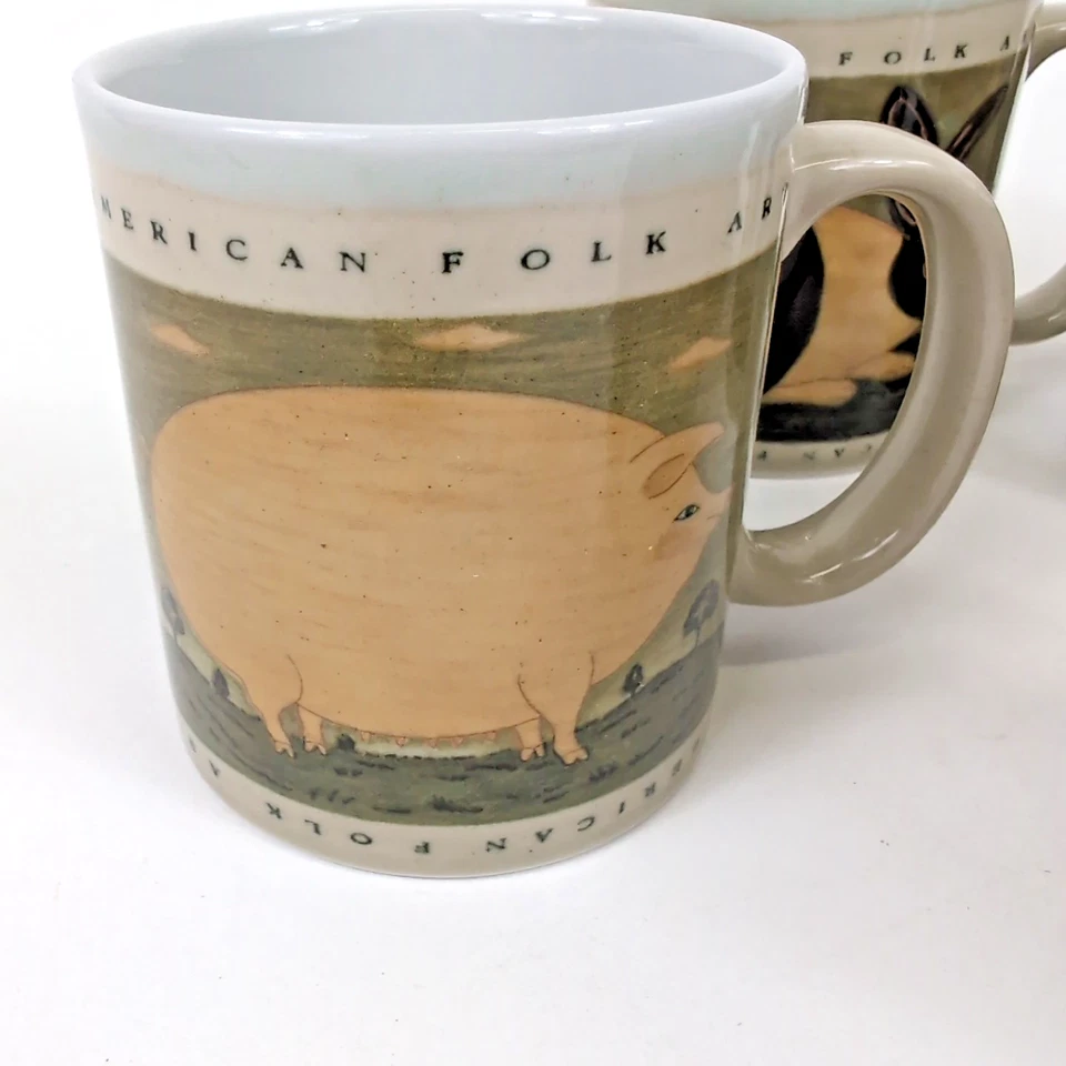 Lote De Colección De 5 Tazas Colección Animales WARREN KIMBLE Otagiri Gato Vaca Cerdo Conejo Foto 2 de 4