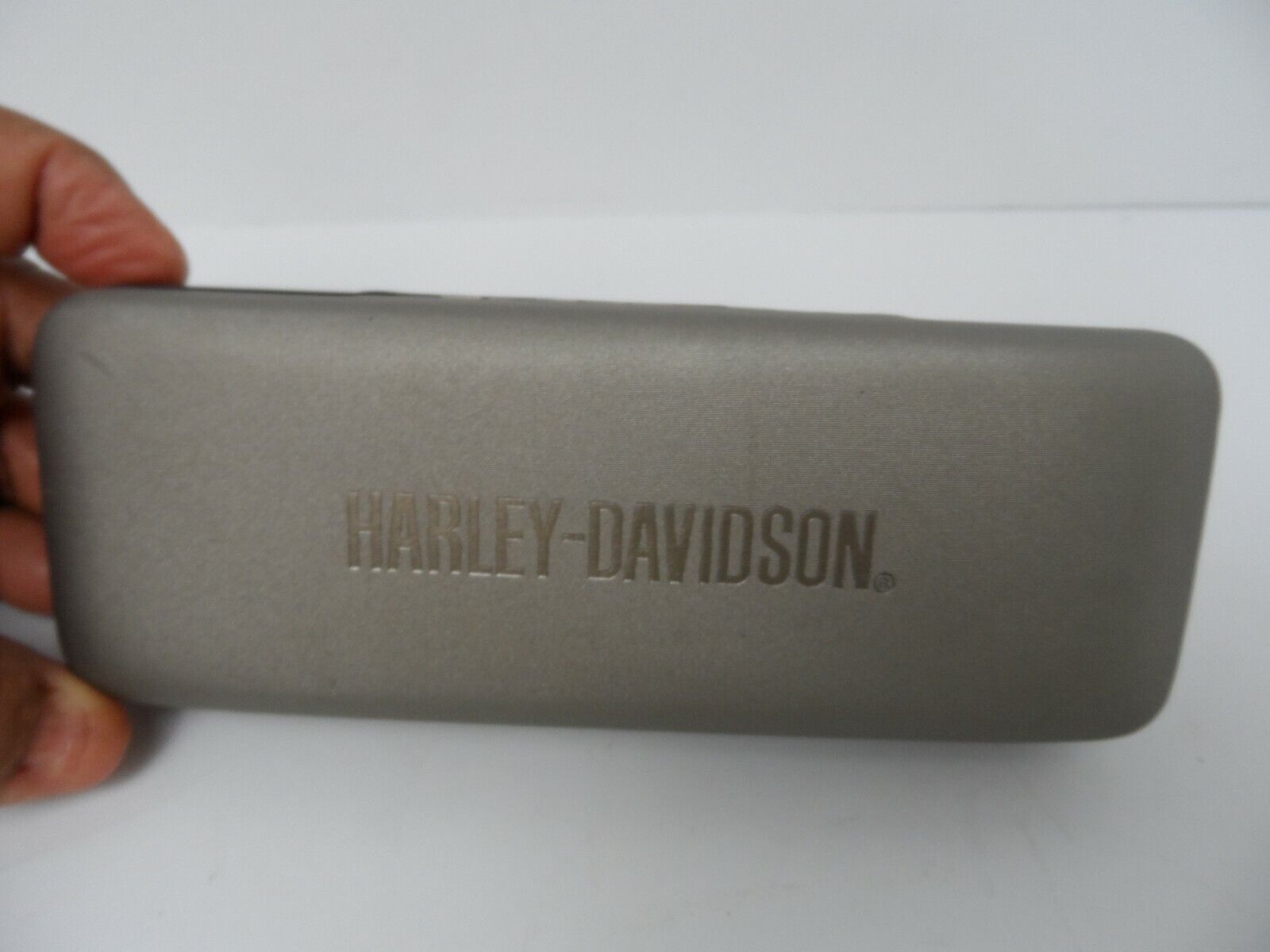 HARLEY DAVIDSON Gray & Black Hard Shell Glasses Eye Glass Case - 6.25 x 2.25