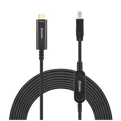 phoossno USB Type C to B Extension Cable Active Optical USB 10Gbps 50ft 15m