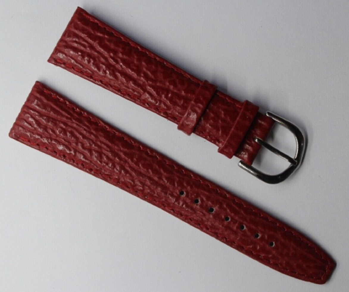 Bracelet Montre Cuir Véritable Grain Requin - Bordeaux - Largeur 20mm - Pour Remplissage