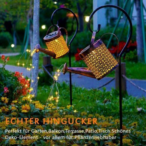 LED SOLAR LEUCHTE GIEßKANNE DEKO-KANNE LED WASSERFALL FÜR GARTEN AUßEN LAMPEN DE - Bild 3 von 13