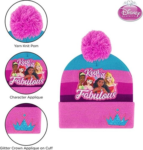 Disney Princess Winter Hat with Knit and Insulated Ski Gloves, Girls Ages 4-7 - Picture 5 of 7