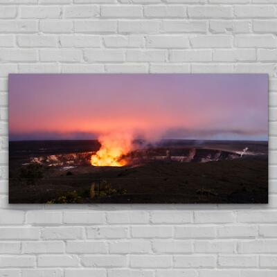 Wandbilder Glasbild Groß Kunstdruck Foto-Bild 140x70 Vulkan Eruption Lava See
