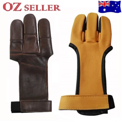 FINGERS ARCHERY PROTECT LEATHER GLOVES FOR ARROW PULL BOW HUNTING  SHOOTING