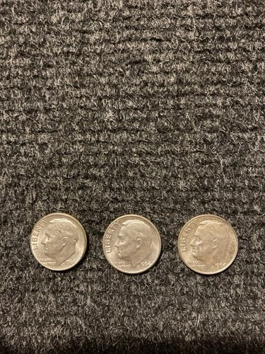 Lot Of 3 Excellent 1964-P Roosevelt Dimes AU/BU