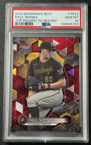 PAUL SKENES PSA 10 2023 BOWMAN'S BEST #TP-22 TOP PROSPECT RED REFRACTOR RC 3/10