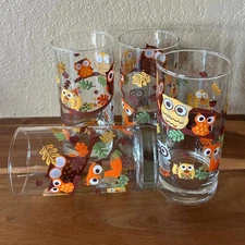 Vintage Libbey Crisa Woodland Glasses Libbey Tumblers 1970s Retro Drinking glass