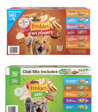 Wet Cat Food Purina Friskies 120 Cans Gravy Pleasers Pate Bulk Case Variety Pack