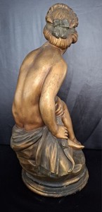 Antike Skulptur Weiblicher Akt Mädchen Figur Signiert Keramik/ Terrakottafigur 
