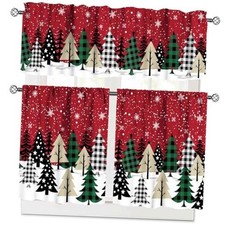 Christmas Tree Valance Curtain,Winter 54"W x 24"L Pack of 3 Christmas-2