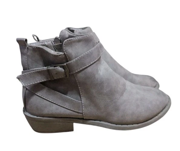BOTAS/BOTINES TOBILLEROS PARA MUJER (Talla 7) Marrón Gamuza vegana Talla Cremallera TACÓN BAJO Gina Grp Foto 2 de 4