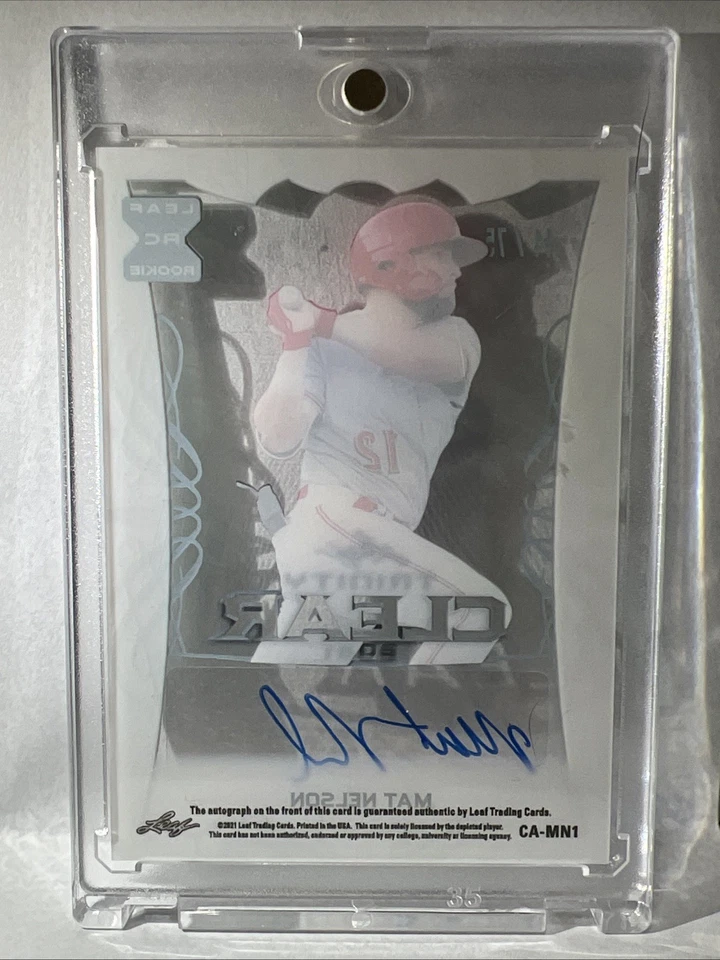 2021 Leaf Trinity Clear - Mat Nelson Rookie RC Autograph Auto Reds #CA-MN1 /75 - Image 2 of 2