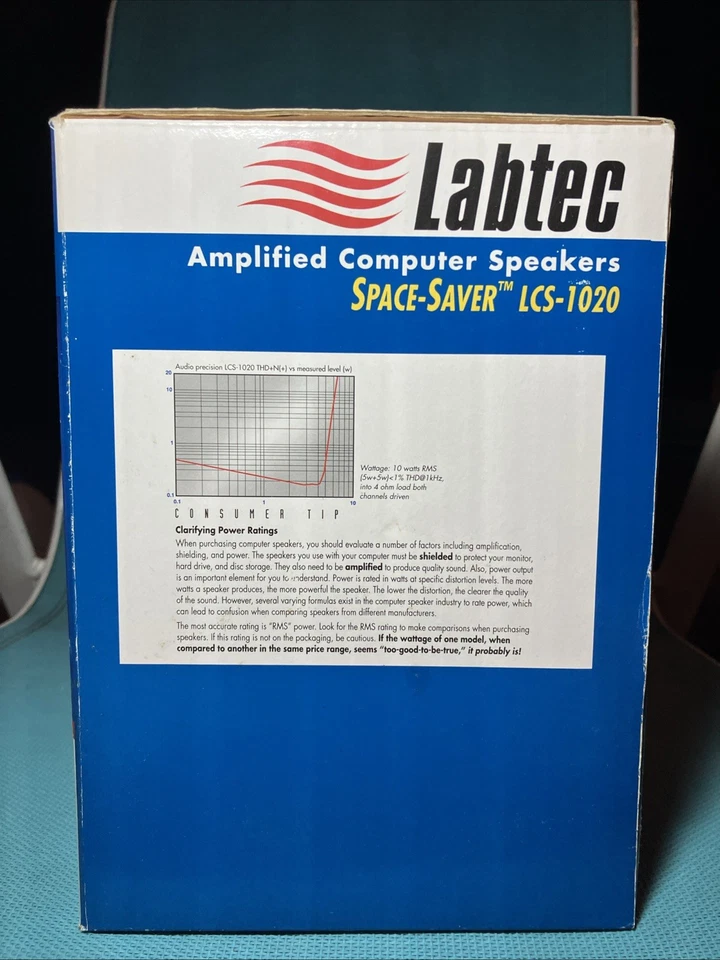Brand New Old Stock LABTEC AMPLIFIED COMPUTER SPEAKERS SPACE SAVER LCS-1020 - Image 3 of 4