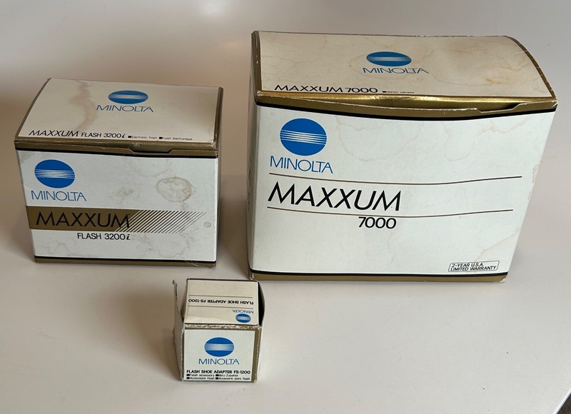 Minolta Maxxum 7000 AF 35mm Flash 3200i Shoe Adapter Original Boxes Works