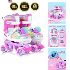 Rainbow Tie-Dye Adjustable Roller Skates for Girls Kids Ages 3-5 5-8 6-12 Pin...
