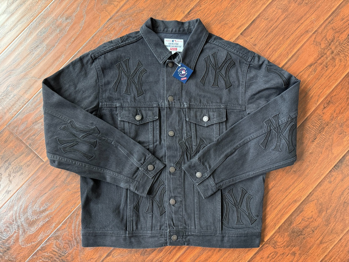 Supreme Yankees Trucker Jacket Coat 2021 DS BNWT Black Box Logo