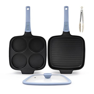 2-Piece Frying Pan Set, Nonstick Large 4-cup Egg Pan, Griddle Pan with Lid 10...