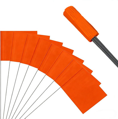50Pack Orange Marking Flags,  13x4x5 Inch Marker Flags Use for Yard & Lawn, Boun