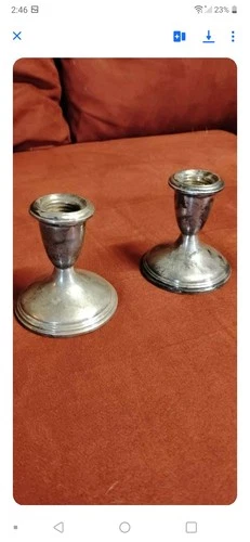 Reed & Barton Sterling Silver Candlestick Candle Holders Pair Weighted Vintage